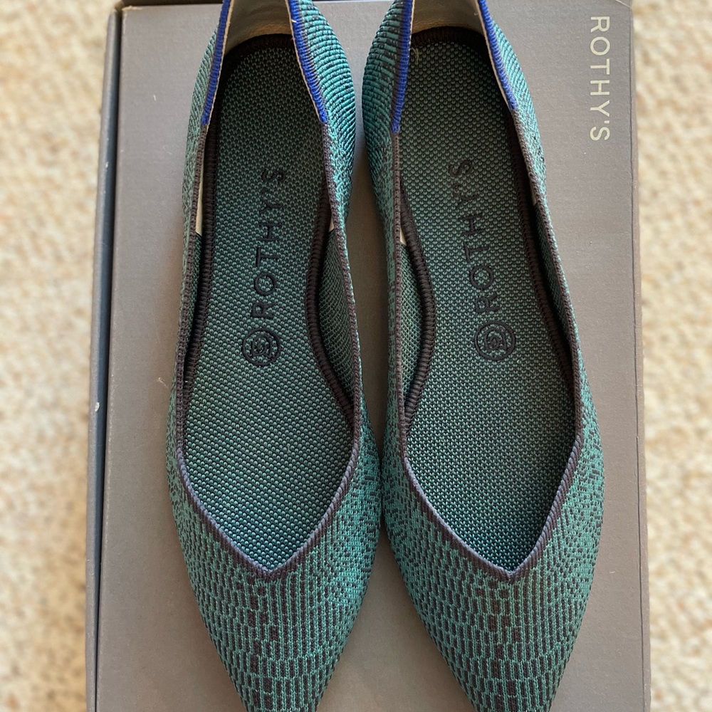 Size 9 Rothys Point. Spruce Python (Emerald And N… - image 5